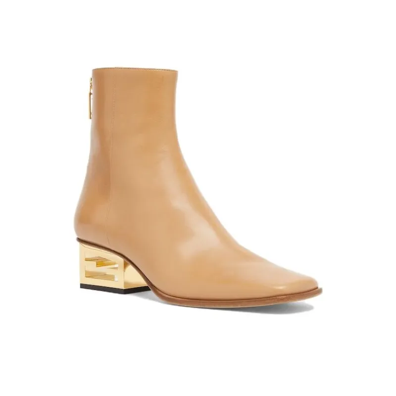 FENDI Baguette Ankle Boots Women's Beige-1