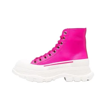Alexander McQueen Leather Tread Slick Boot Pink White Women's