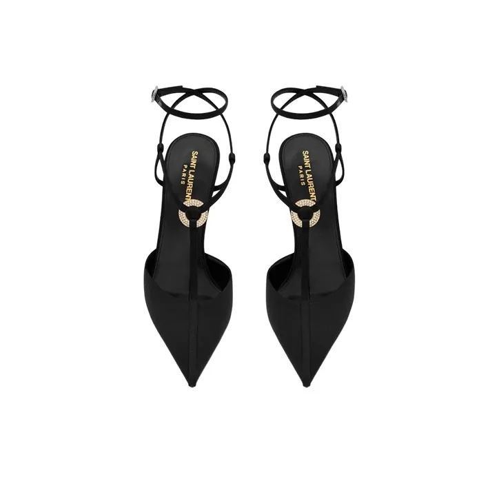 SAINT LAURENT Luna 105mm Leather Pumps-3
