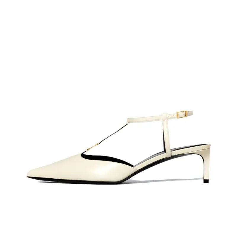 CELINE Triomphe Slim Heel High Heels 5cm Women's Milk-0