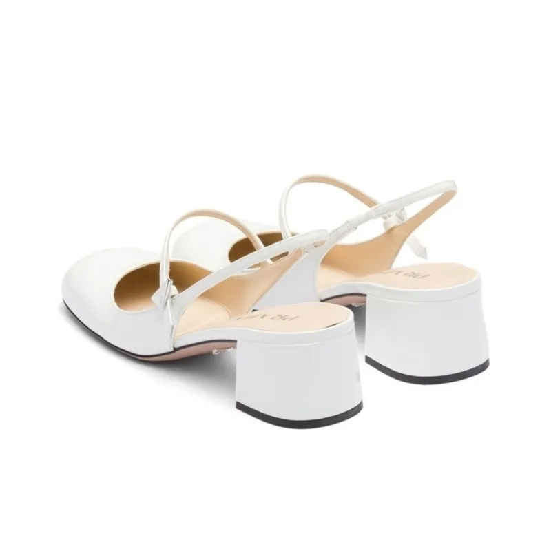 PRADA Block Heel High Heels Women's White-4