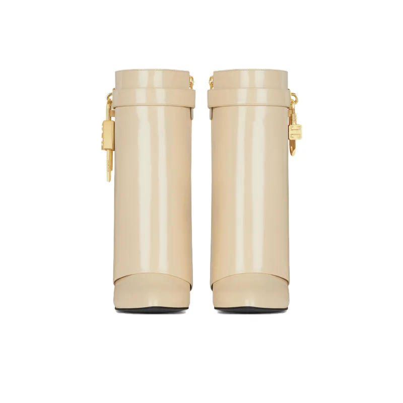 GIVENCHY Shark Lock Knee-high Boots 9cm Women's Linen Gold-2