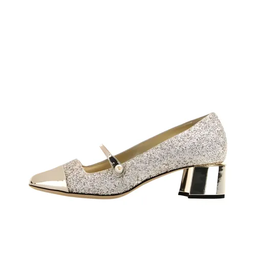 Jimmy Choo Elisa Chunky Heel High Heels 4.5cm Women's Gold