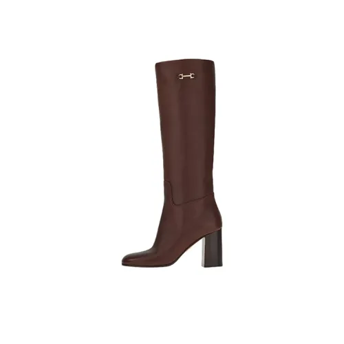 FERRAGAMO GANCINI Knee-High Boots 8.5cm Women's Brown
