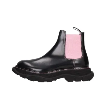Alexander McQueen Ankle Leather Boots 'Black Pink' Women's