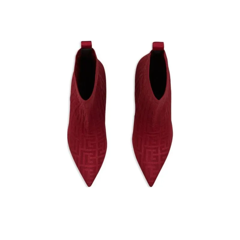 BALMAIN Moneta-monogram 95mm Knit Ankle Boots-3