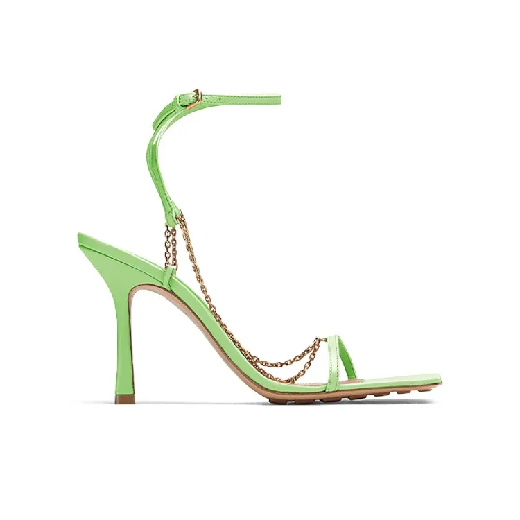 Bottega Veneta Stretch Expedited Delivery Slim Heel One Strap Sandals Women's Green-1