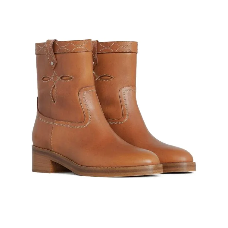 CELINE Folco Ankle Boots Women's Brown-2