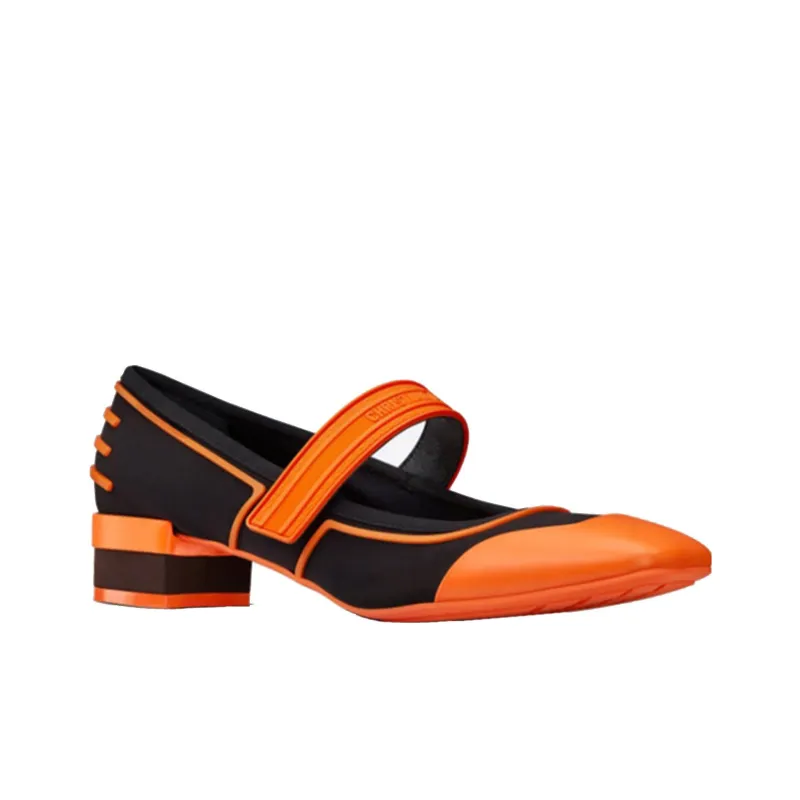 DIOR Roller Chunky Heel High Heels 3.5cm Women's Orange-2