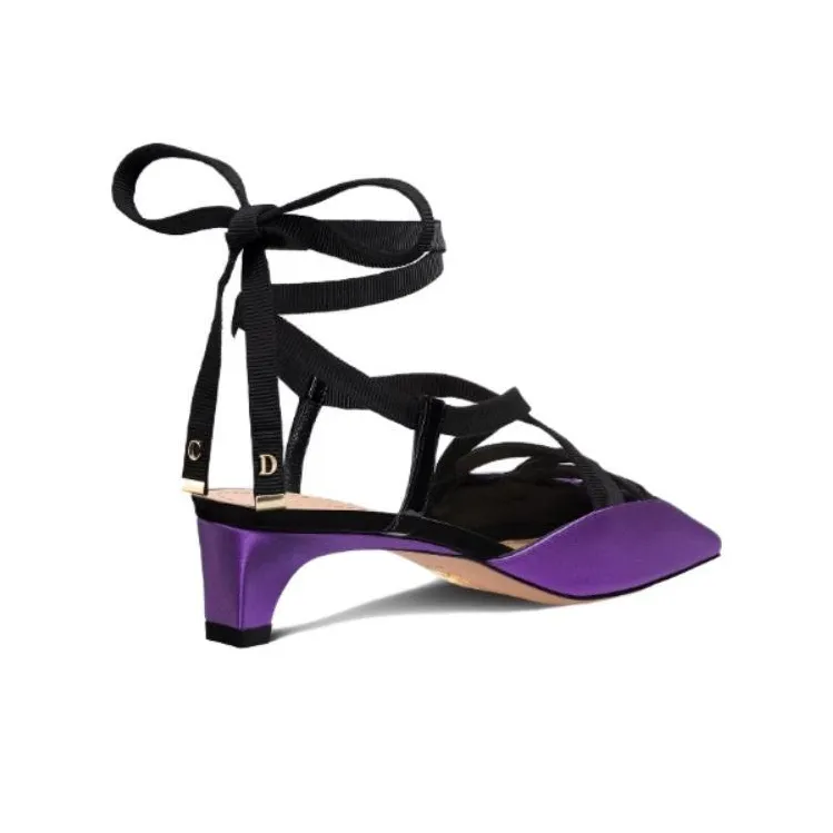 DIOR Cone Heel High Heels 4cm Women's Purple-3