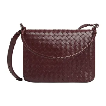 Bottega Veneta Intrecciato Calfskin Messenger Bag Shoulder Bag Crossbody Bag Men's Hibiscus Brown