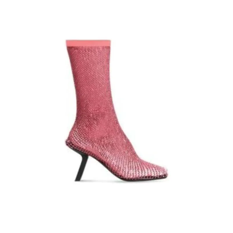 Balenciaga Mid-Calf Boots 8cm Women's Pink-1