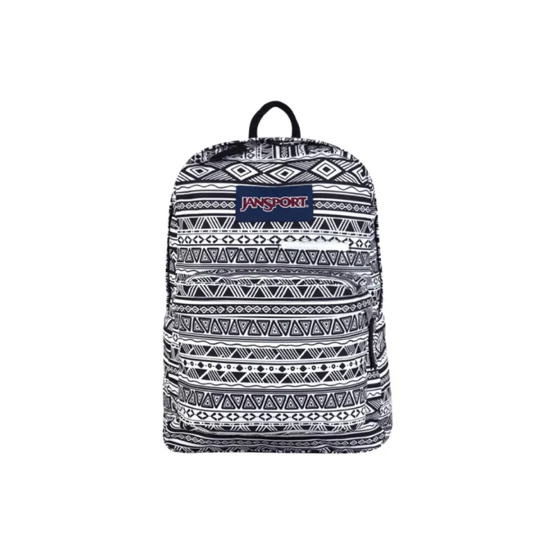 JanSport Fabric Backpack Medium Size Unisex Black & White-0