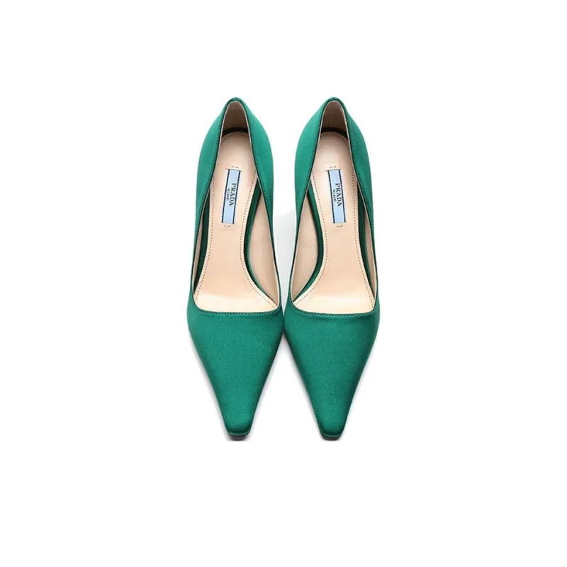 PRADA Slim Heel High Heels 9cm Women's Green-3