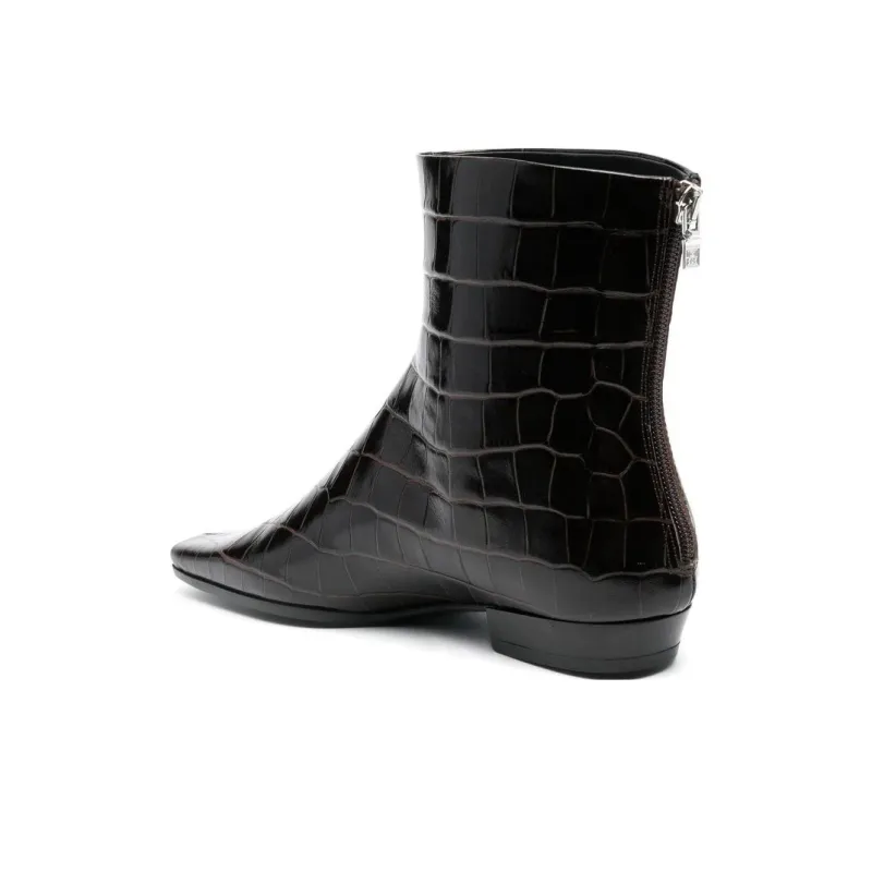 TOTEME The Western Crocodile-effect Boots Women's-3