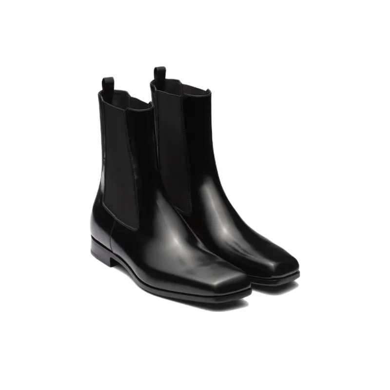PRADA Short Chelsea Shoes Men's Black-2