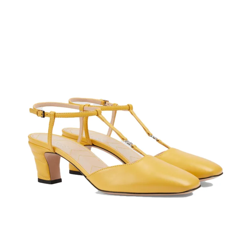 GUCCI PETITE GG Spool Heel High Heels 5.5cm Women's Yellow-2