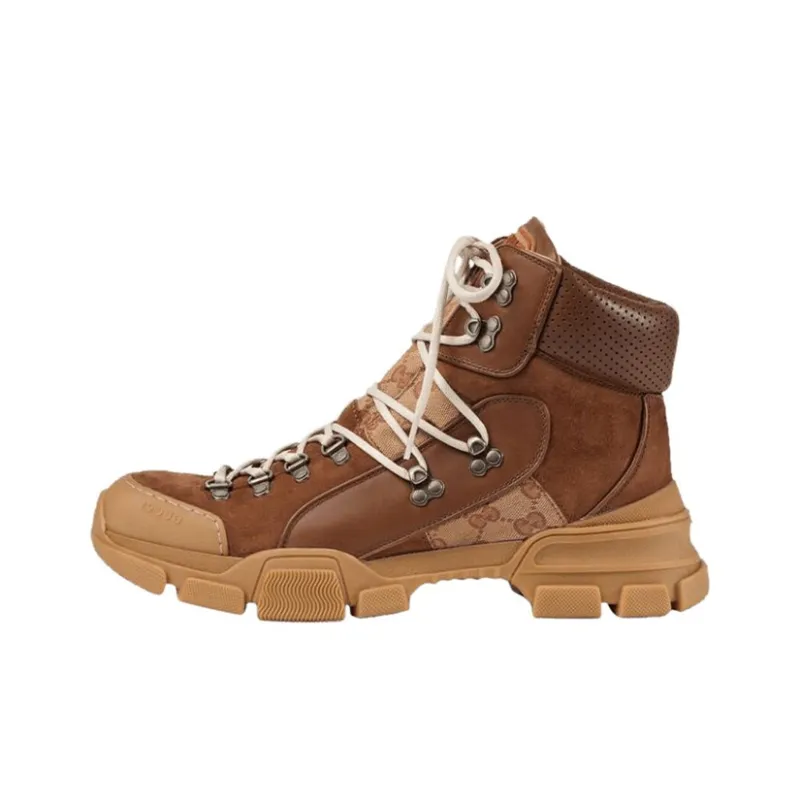 GUCCI Flashtrek Leather High 'Brown'-0