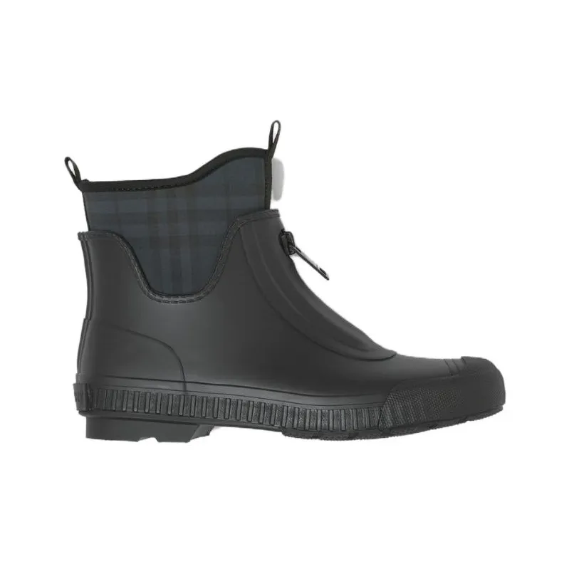Burberry Flinton Rain Boots Black Charcoal Rubber Women's-1