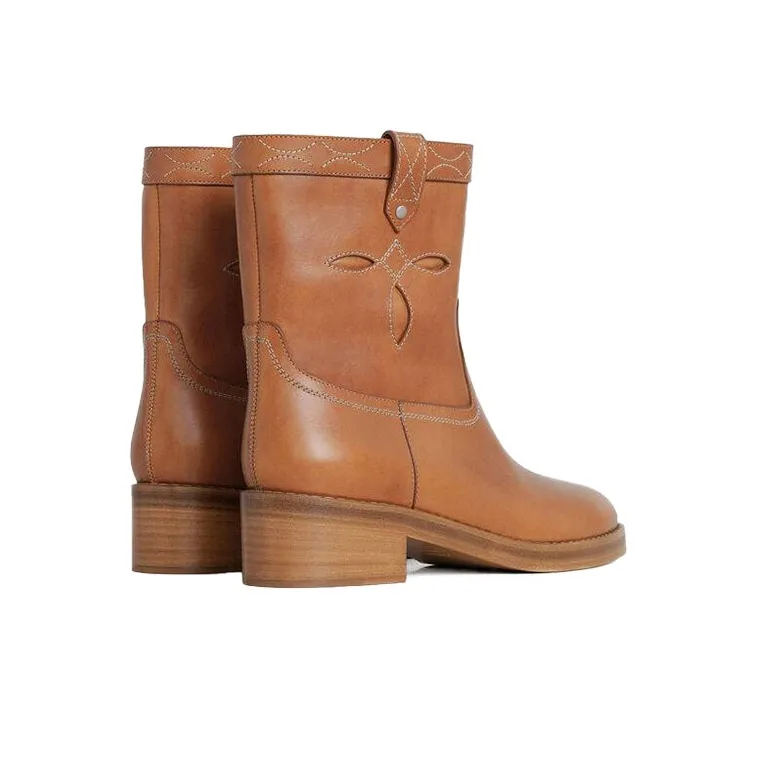 CELINE Folco Ankle Boots Women's Brown-3