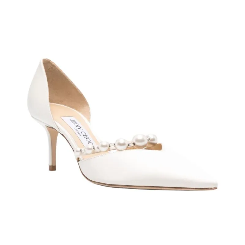 Jimmy Choo Aurelie Slim Heel High Heels 6.5cm Women's White-2