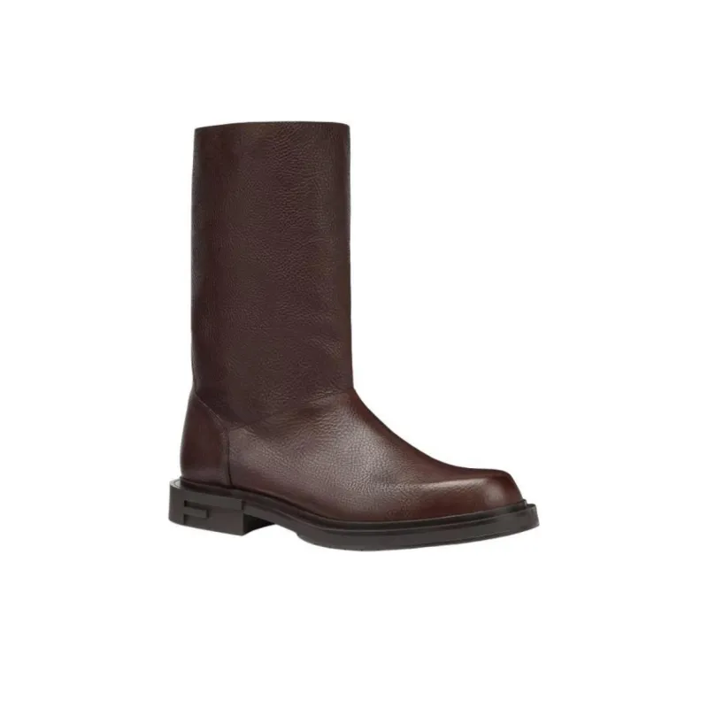 FENDI Frame Round Toe Boots-2