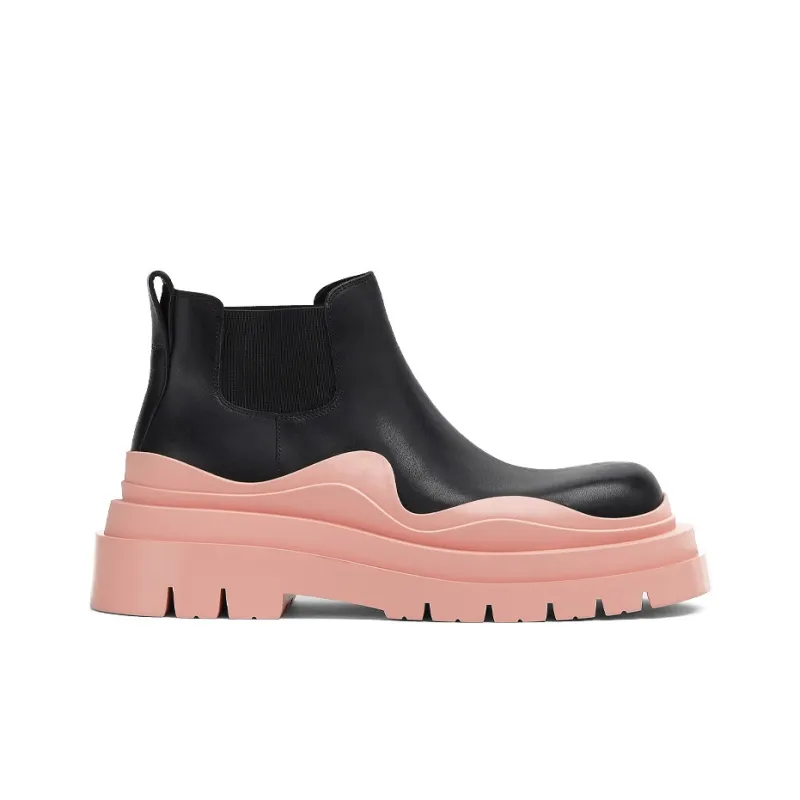 Bottega Veneta Tire Ankle Chelsea Boot Black Pink Women's-1