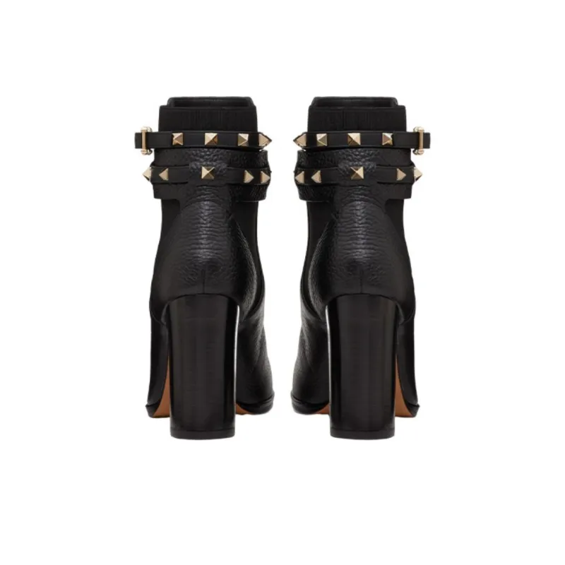 Valentino Rockstud GARAVANI Ankle Boots 9cm Women's Black-4