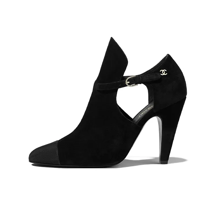 CHANEL Cone Heel High Heels 10.5cm Women's Black-0