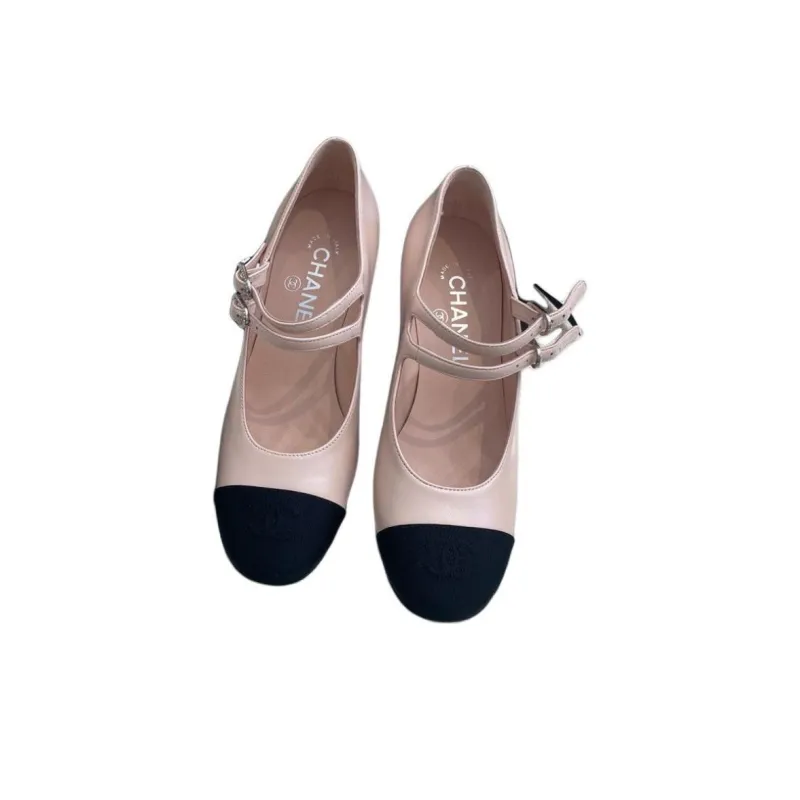 CHANEL Chunky Heel High Heels Women's Pink-2