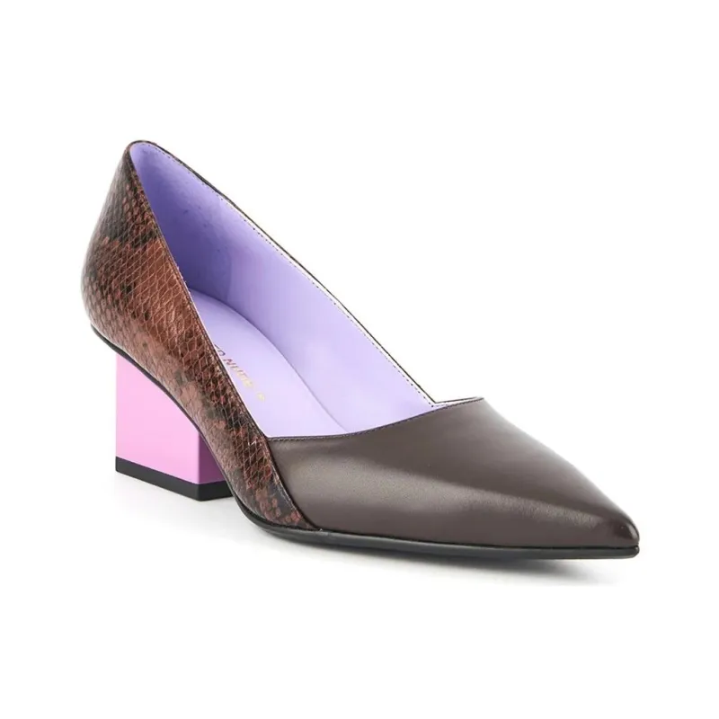 UNITED NUDE RAILA PUMP Block Heel High Heels 6cm Women's Brown Pink-2
