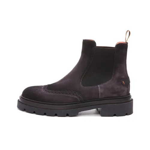 Santoni Round Toe Slip On Ankle Boots