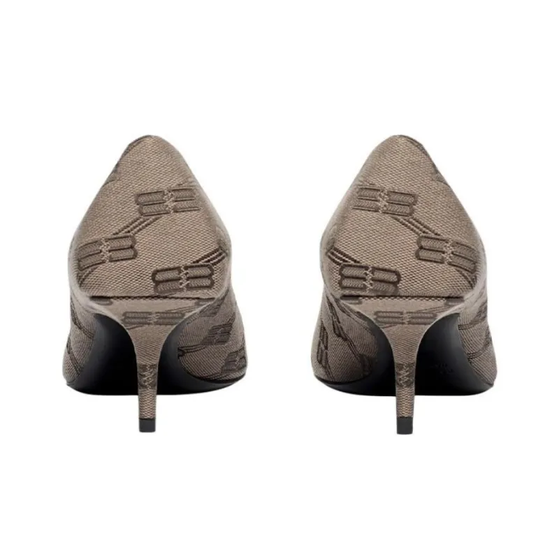 Balenciaga 60mm Square Knife Bb Monogram Pumps 'Tan' Women's-4