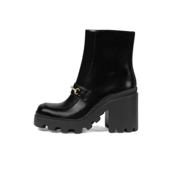 GUCCI 72mm Horsebit detail Leather Boots