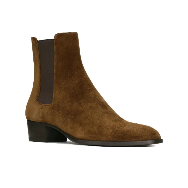 SAINT LAURENT Wyatt Round Toe Ankle Boots-2