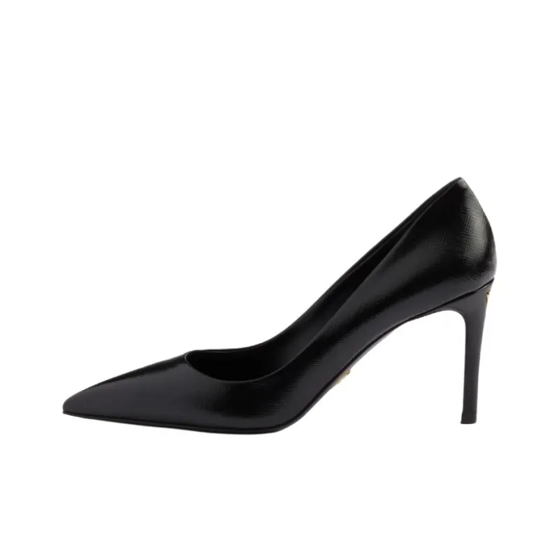 PRADA Saffiano Slim Heel High Heels 8.5cm Women's Black-0