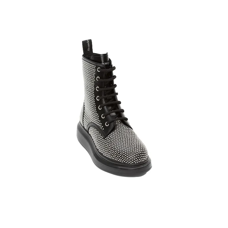 Alexander McQueen Hybrid Lace Up Boot 'Black Silver' Women's-2