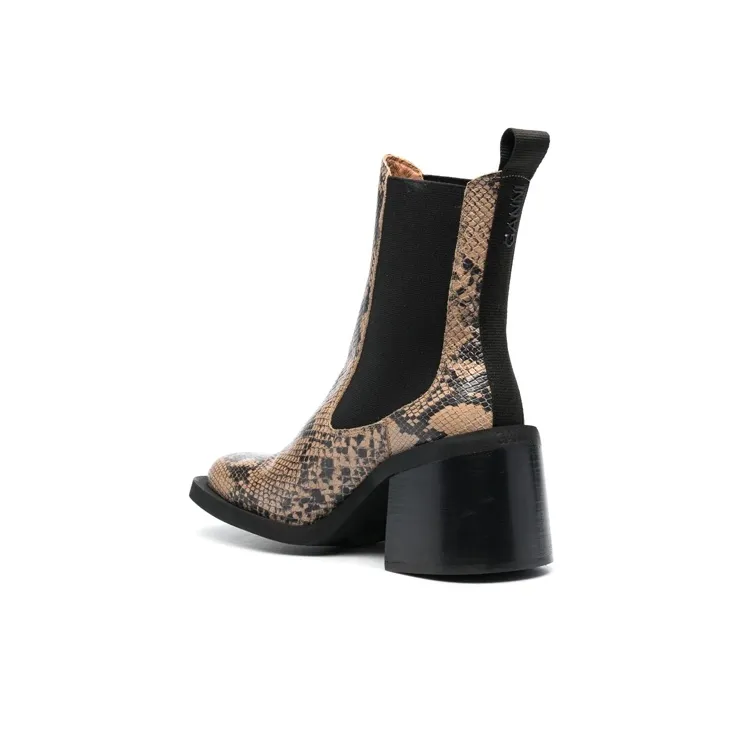 GANNI Short Chelsea Boots Women's Brown Black-3