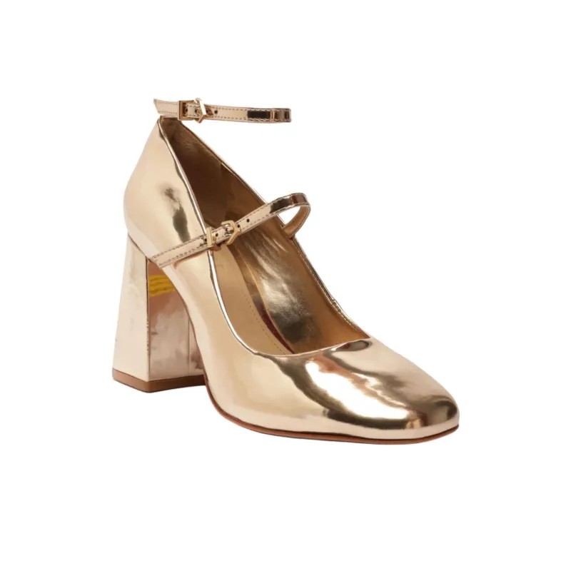 Schutz Dorothy Chunky Heel High Heels 8.7cm Women's Gold-2