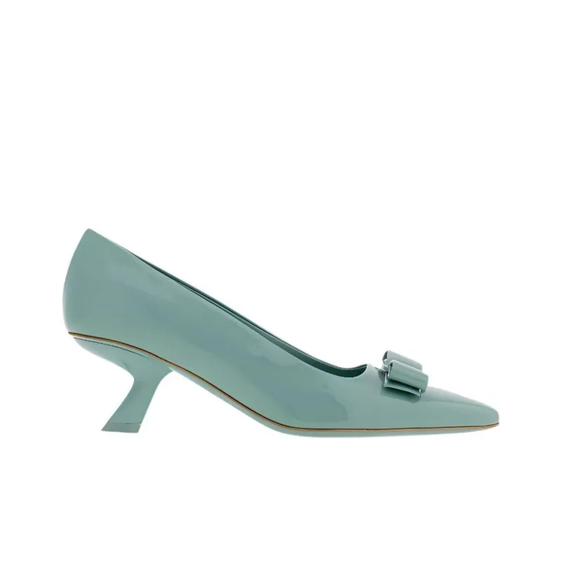 FERRAGAMO Vara Slim Heel High Heels 5.5cm Women's Light Olive Green-1