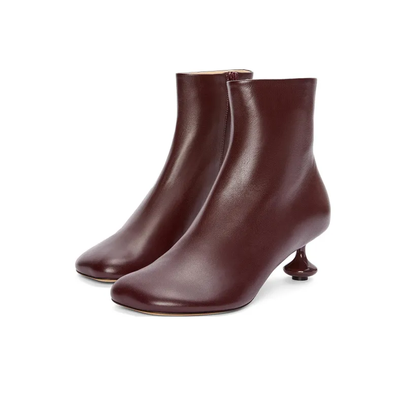 LOEWE Toy Ankle Boots 5cm Women's Burgundy Red-2