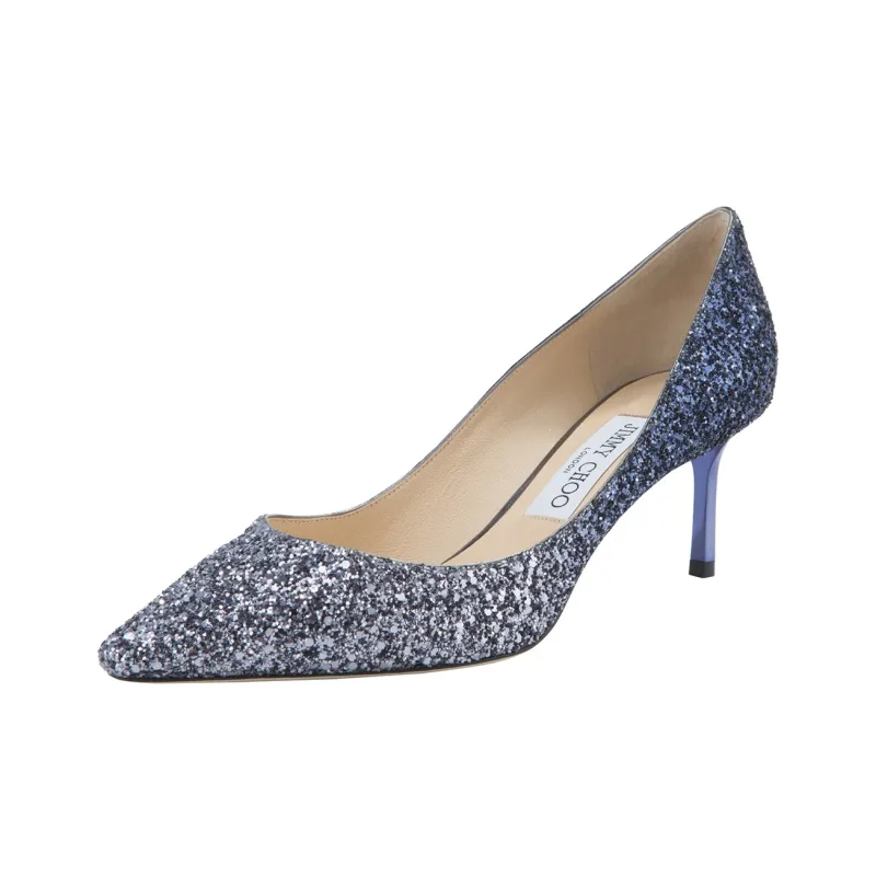 Jimmy Choo ROMY Slim Heel High Heels 6cm Women's Silver Blue Gradient-1