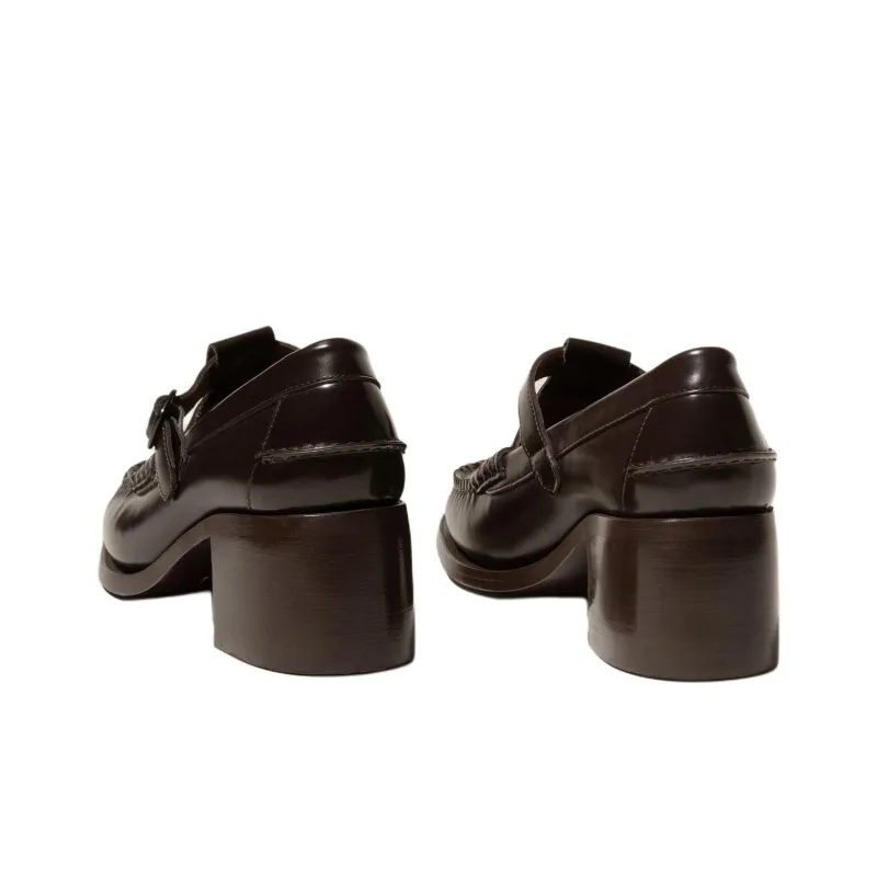 Hereu Alber Chunky Heel High Heels 5cm Women's Dark Brown-3