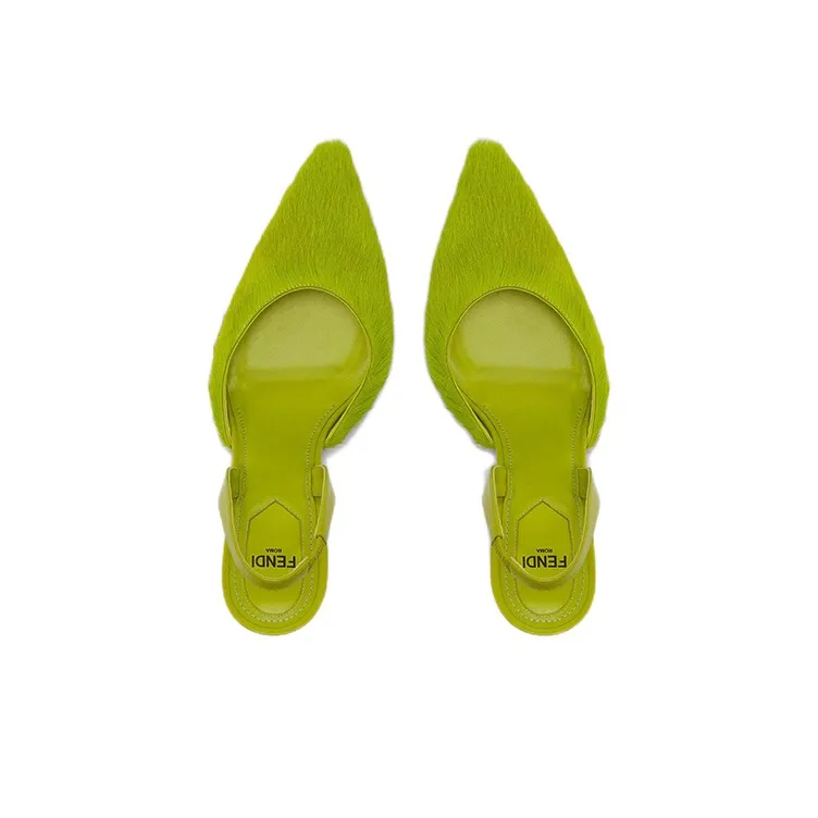 FENDI Fendi First Irregular Heel High Heels 9.5cm Women's Green-2
