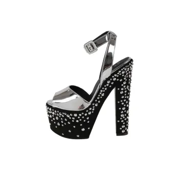 Giuseppe Zanotti/GZ Tarifa Jewel Irregular Heel High Heels Women's Black Silver