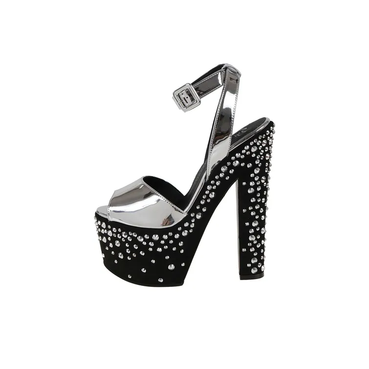Giuseppe Zanotti/GZ Tarifa Jewel Irregular Heel High Heels Women's Black Silver-0