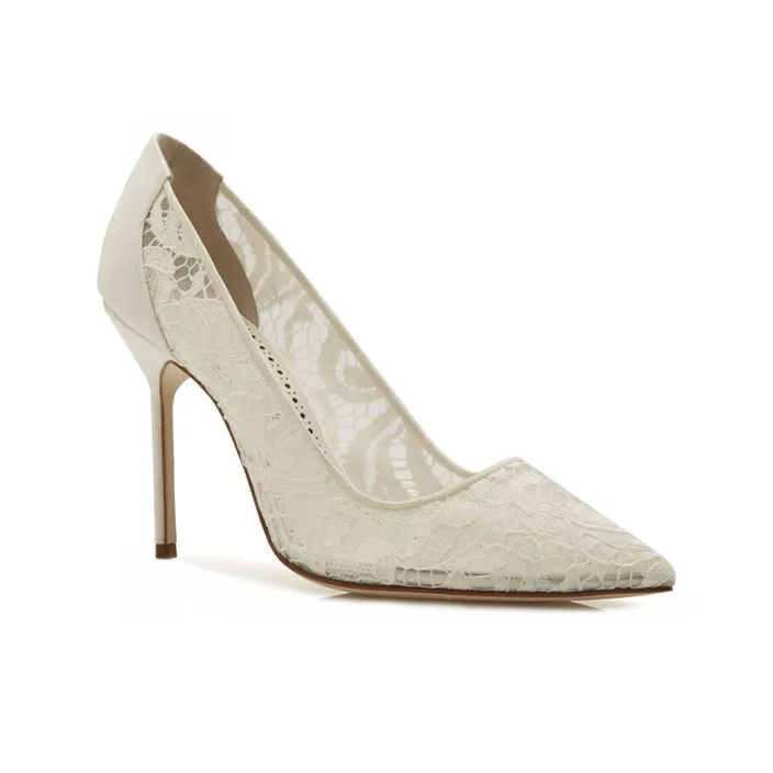 MANOLO BLAHNIK Slim Heel High Heels 10.5cm Women's White-2