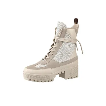LOUIS VUITTON Laureate Ankle Boots Women's Beige