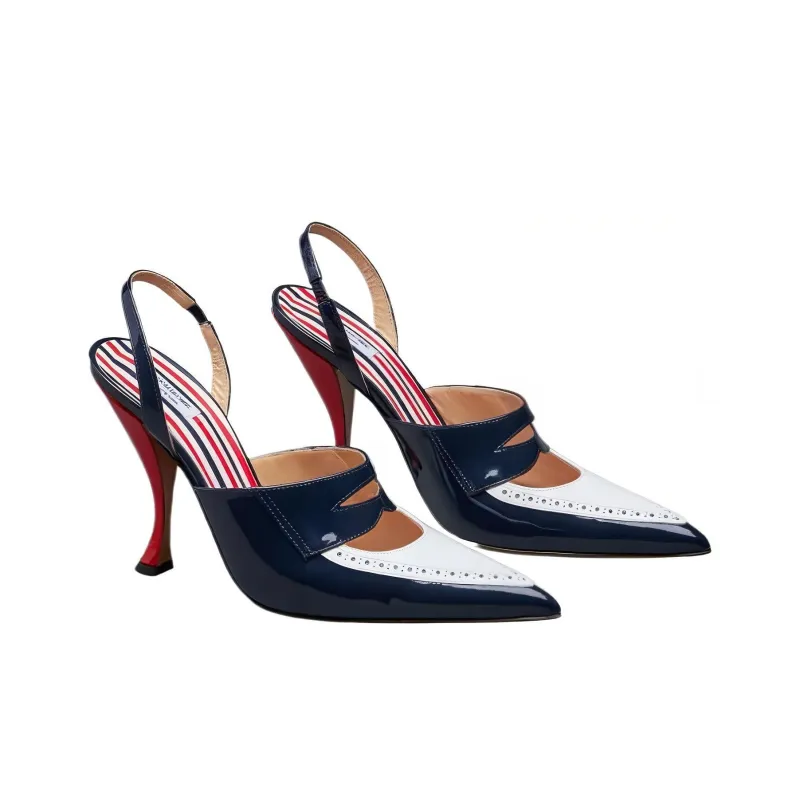 THOM BROWNE Curved-heel 120mm Leather Pumps-1