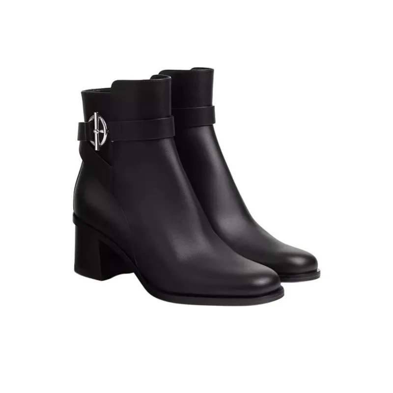 HERMES Jill Ankle Boots 6.1cm Women's Black-1